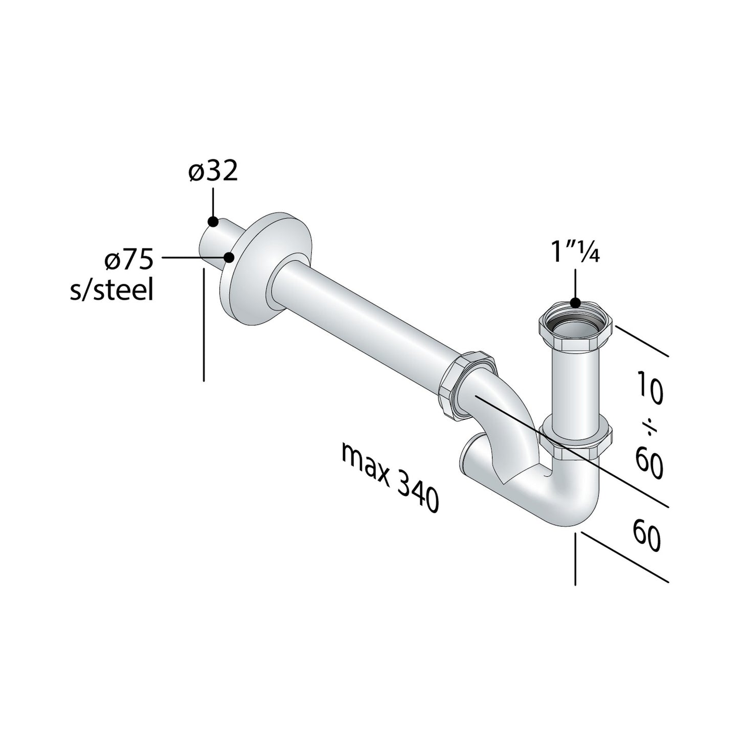 OMP TEA 324.222.4 Europa Sifone in ottone cromato