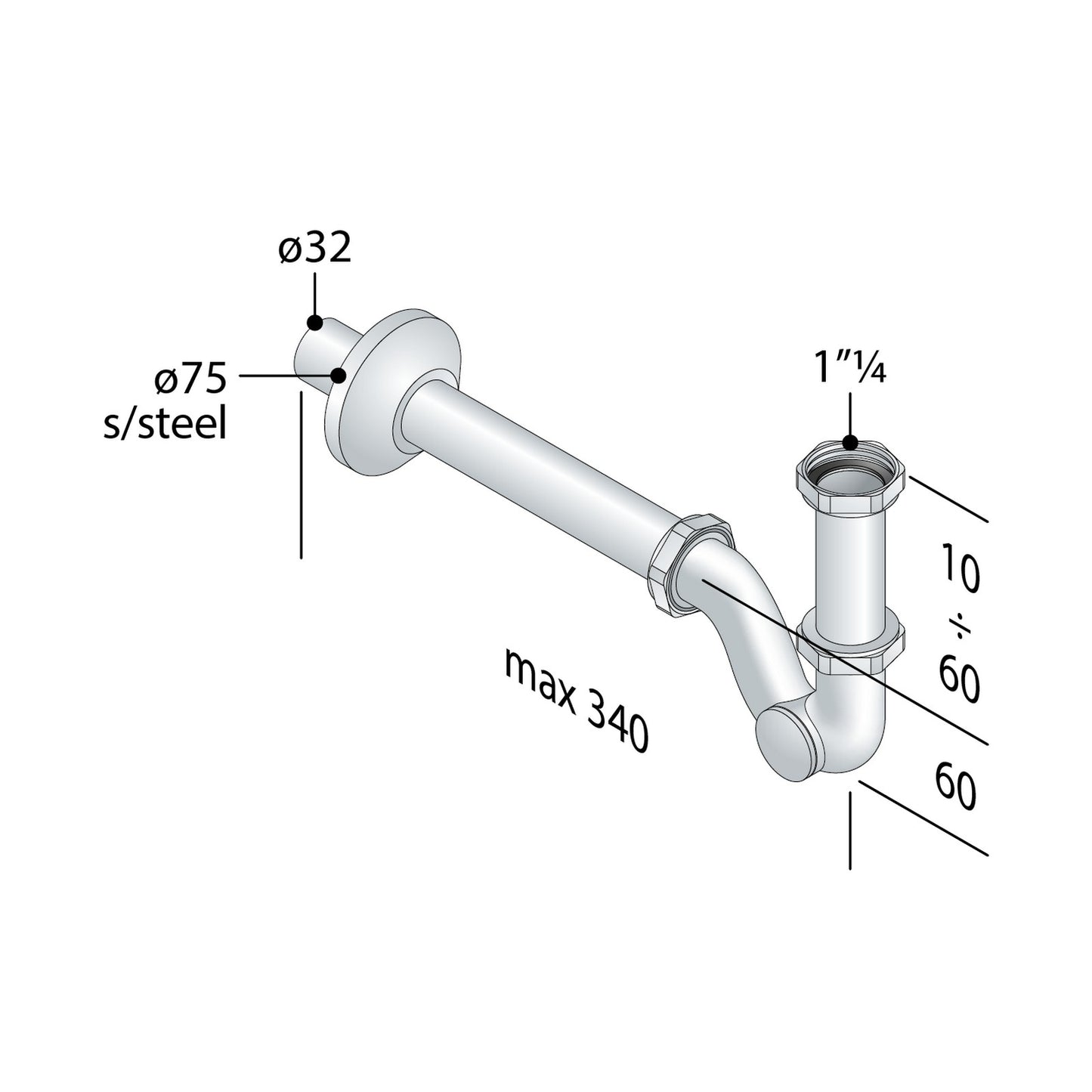 OMP TEA 322.222.4 EUROPA Sifone in ottone cromato