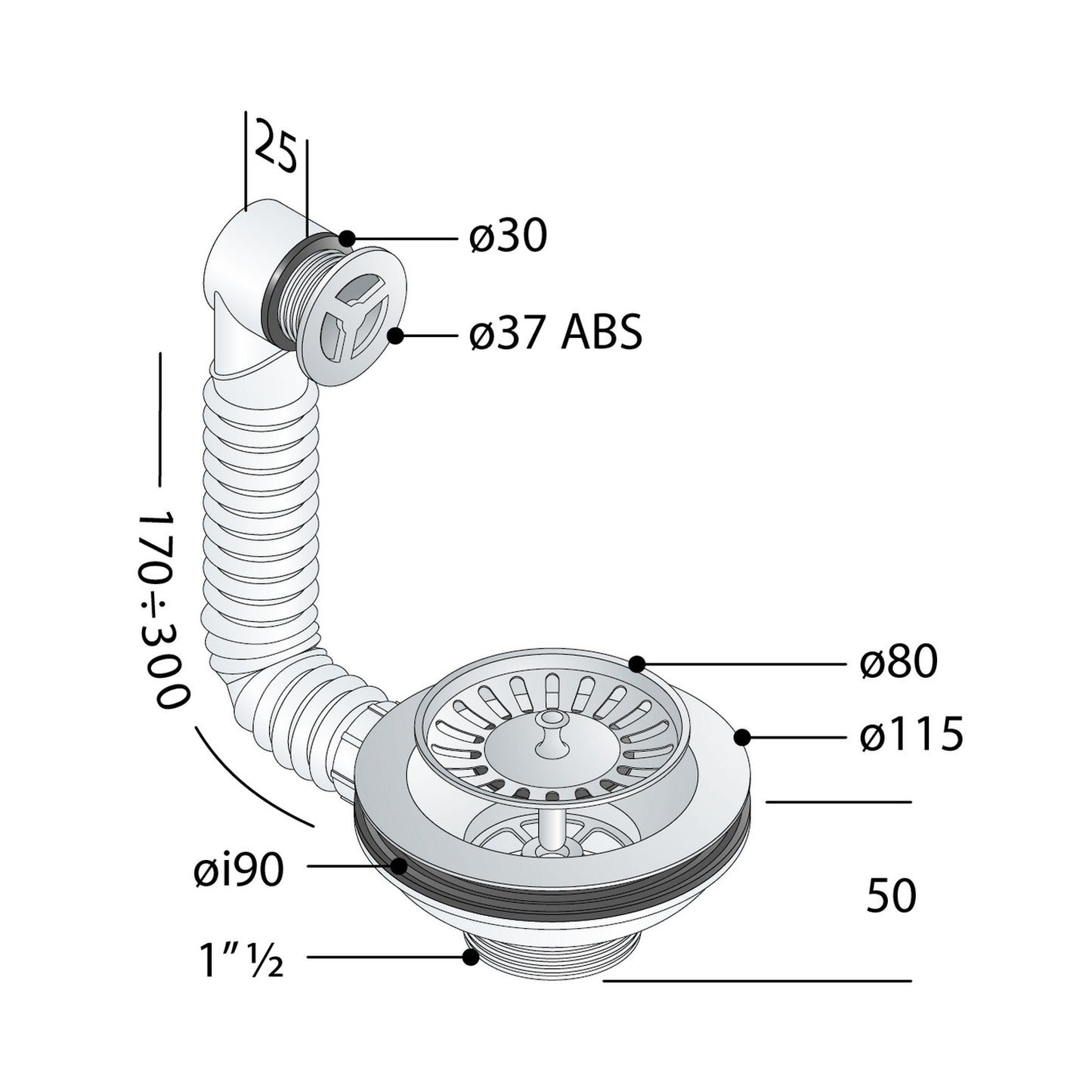 OMP TEA 2011.454.6 Praktik Sifone in PP per lavelli ad un bacino