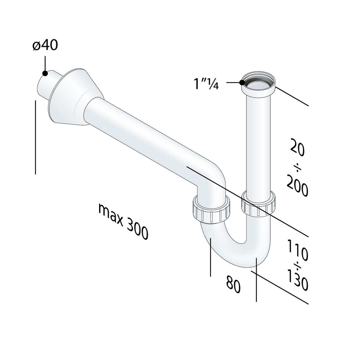 OMP TEA 226.854.6 Sifone Tubolare in PP Bianco