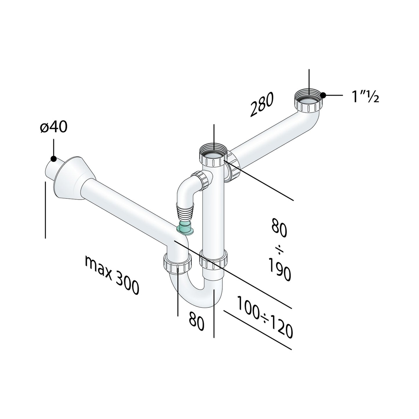 OMP TEA 227.754.6 Eurotrap Sifone in PP per lavelli ad un bacino