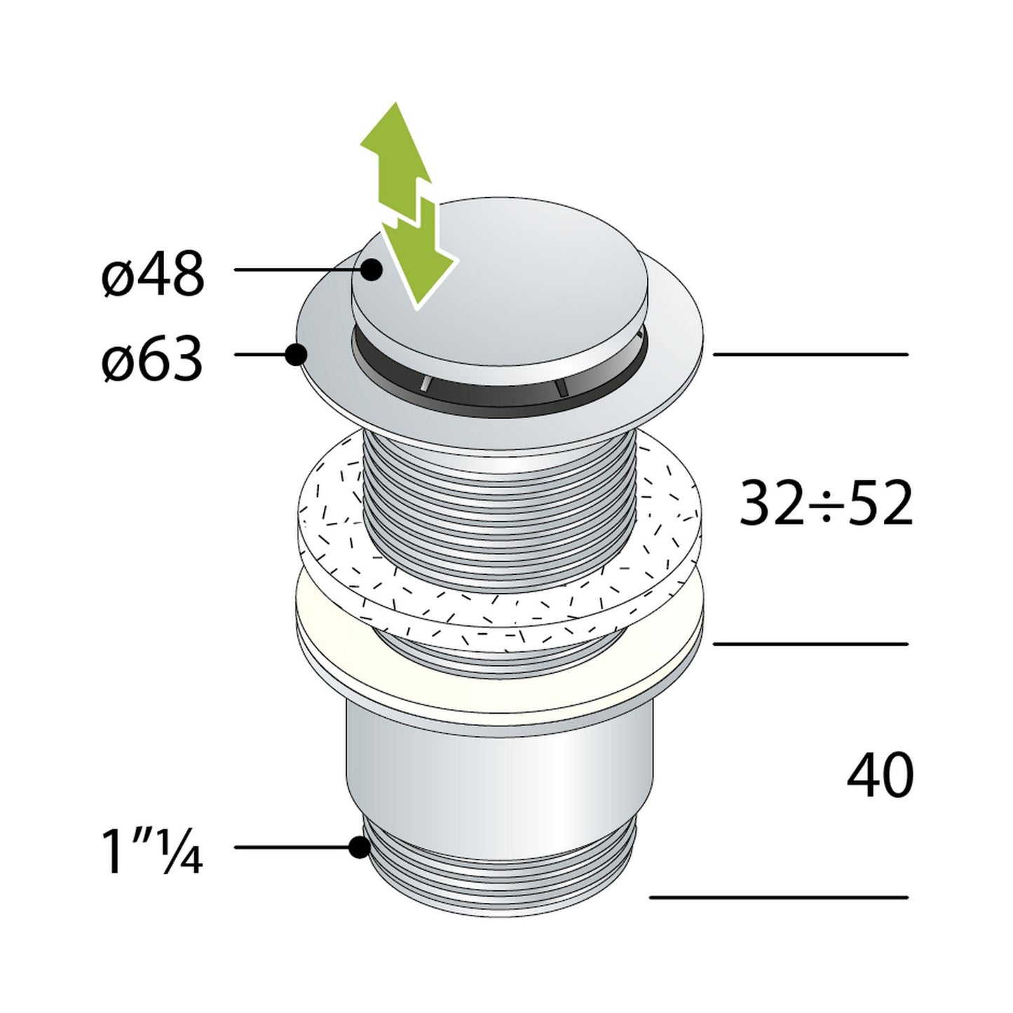 OMP TEA 3530.310.5 MINICLICKER Piletta clic-clac in ottone cromato