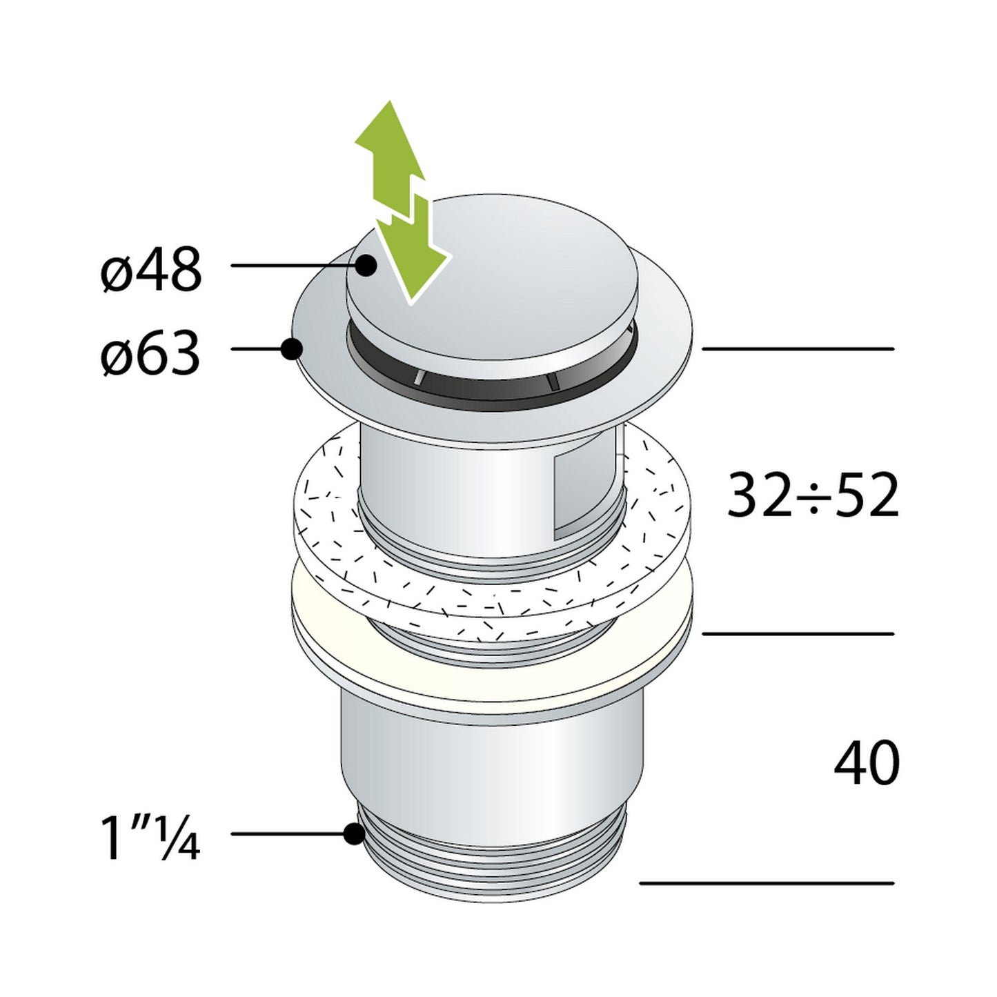 OMP TEA 3530.360.5 MINICLICKER Piletta clic-clac in ottone cromato