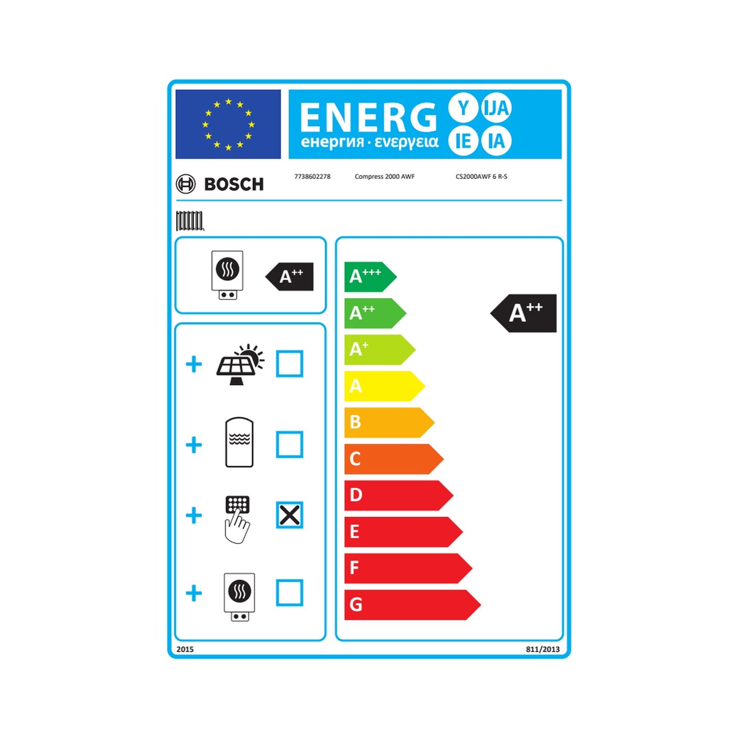 Bosch 7738602278 CS2000AWF 6 R-S Pompa di calore monoblocco