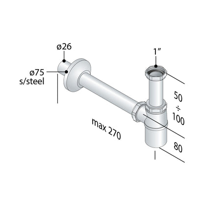 Sifone Bottiglia OMP TEA Europa Ottone Cromato 317.222.4