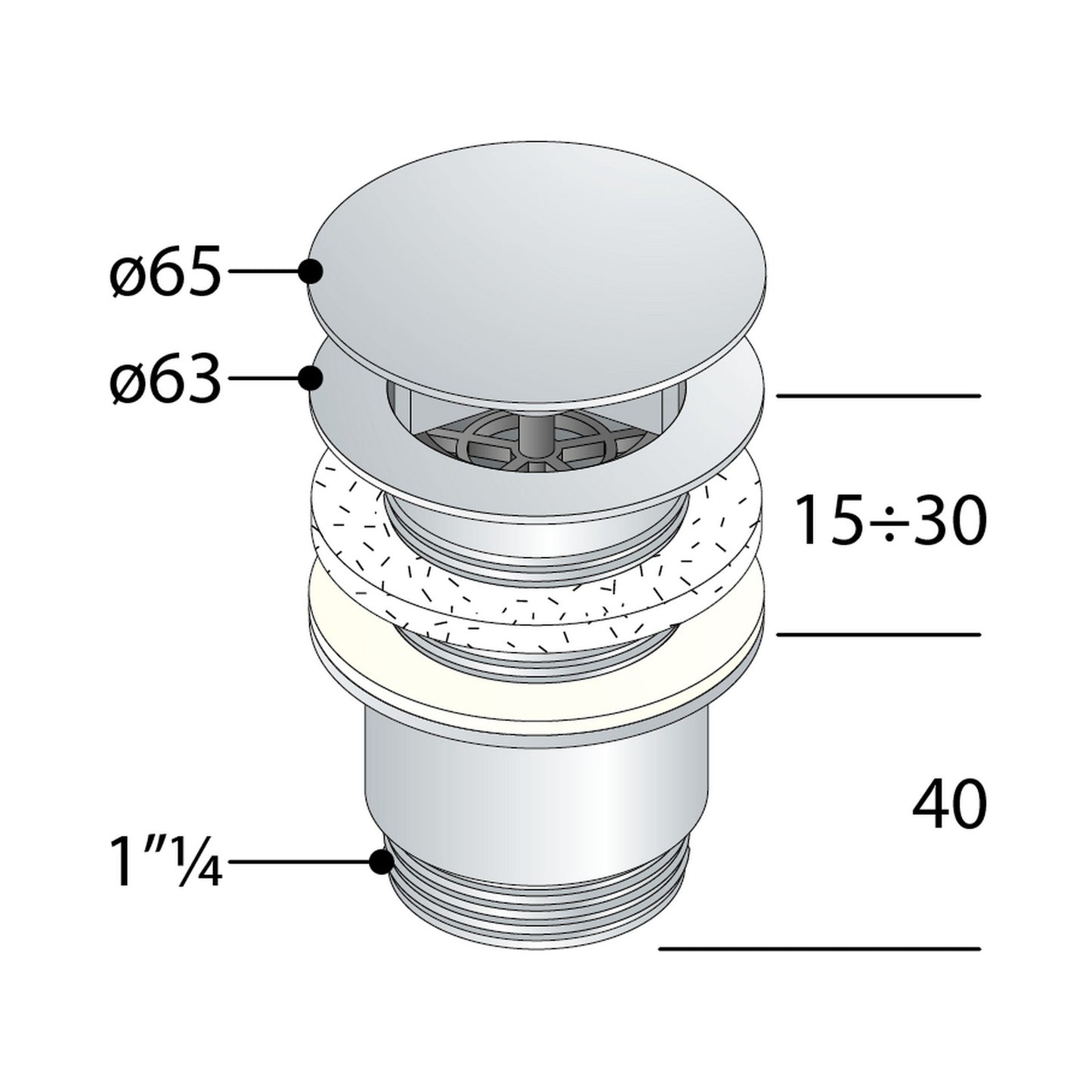 OMP TEA 147.355.5 LANTERNA piletta a scarico libero in ottone cromato