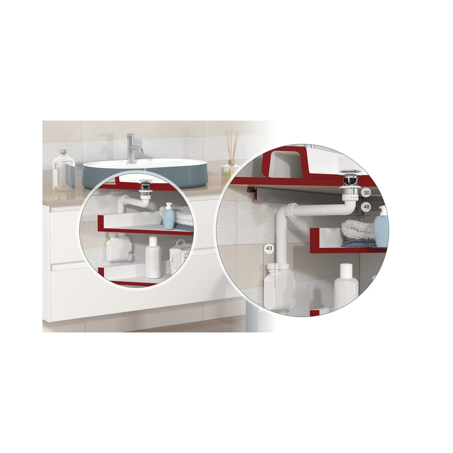 OMP TEA 1650.500.5 Squid Sifone salva-spazio in ABS per lavabo