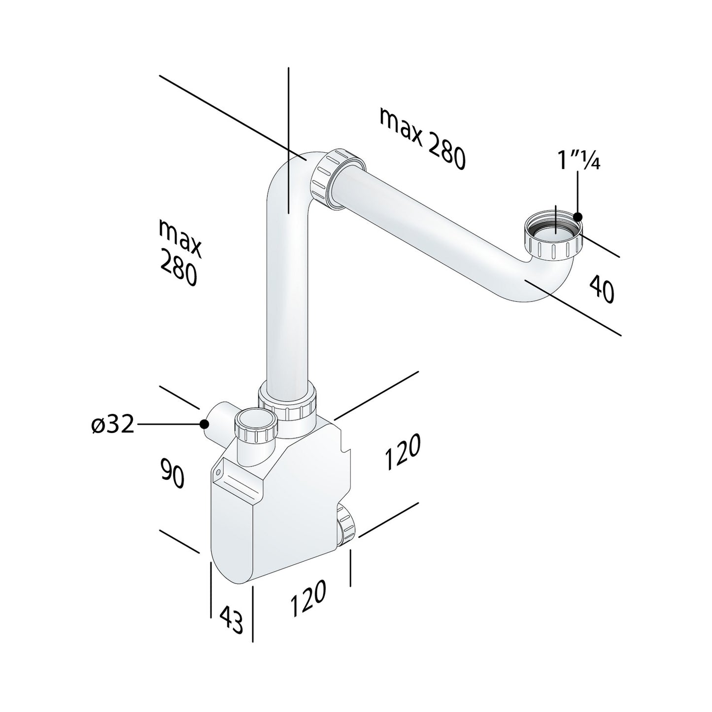 OMP TEA 1650.500.5 Squid Sifone salva-spazio in ABS per lavabo