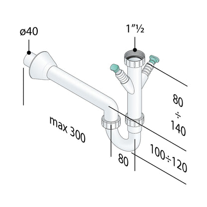 Sifone OMP TEA Eurotrap PP Lavello 1 Bacino 226.754.6
