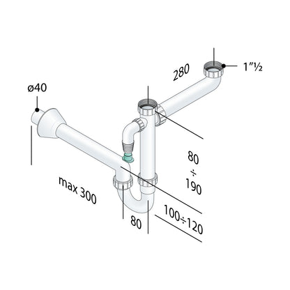 Sifone OMP TEA Eurotrap PP Lavello 1 Bacino 227.754.6