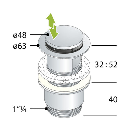 Piletta Clic Clac OMP TEA Mini Clicker Ottone Cromato 3530.360.5
