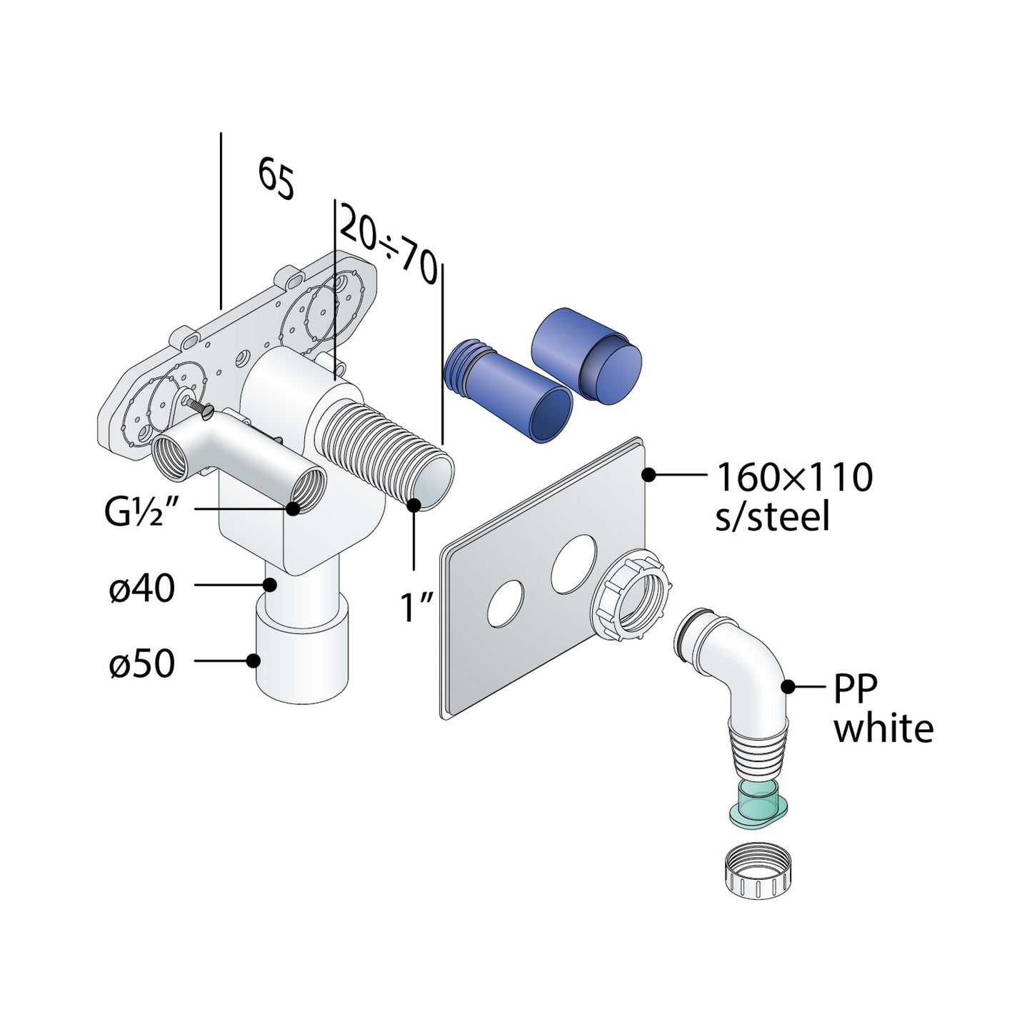 OMP TEA 6107.201.4 Dolby Sifone da incasso in PP per lavatrice e lavastoviglie