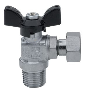 Valvola a sfera a squadra, filettatura maschio con girello 3/4"x3/4"