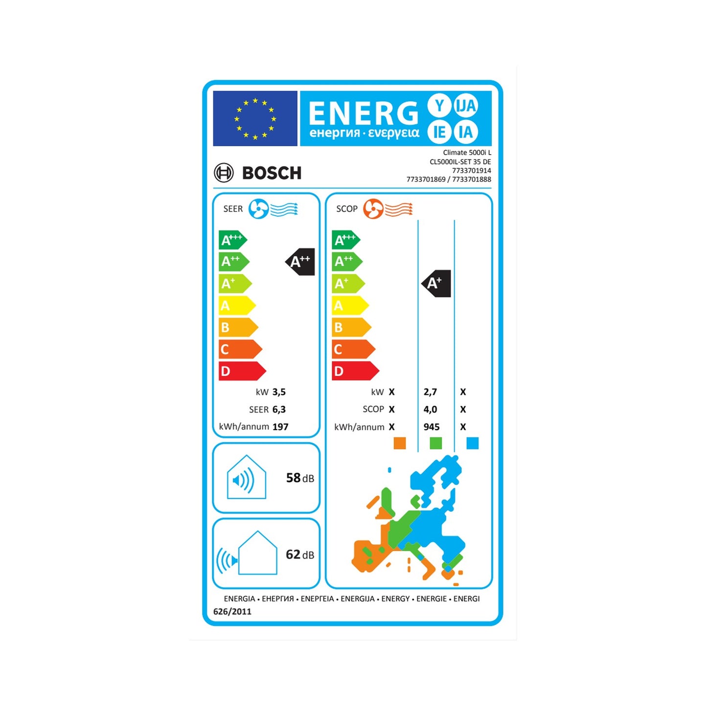 Bosch 7733701916 CL5000iL-Set 70 DE Climatizzatore Canalizzato 24000 BTU/h