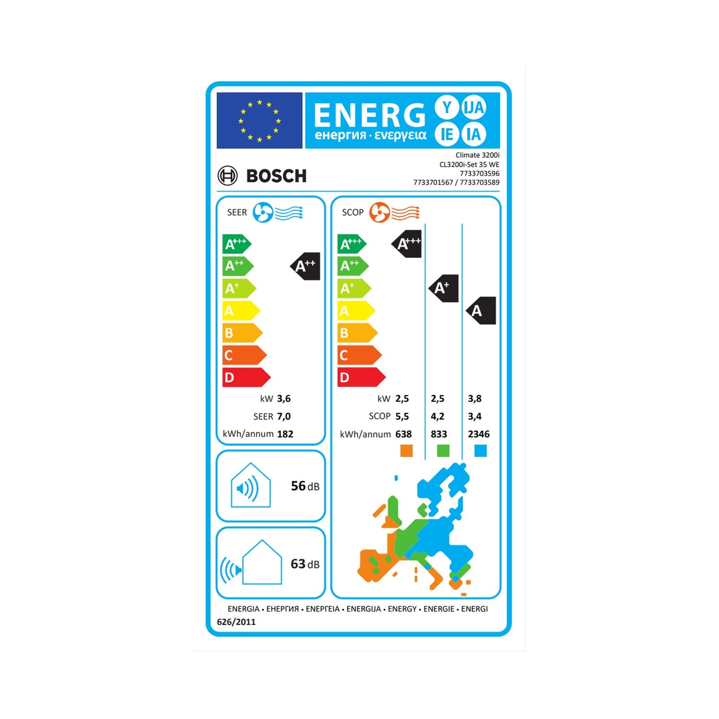Bosch 7733703596 CL3200i-Set 35 WE Climatizzatore Monosplit 12000 BTU/h