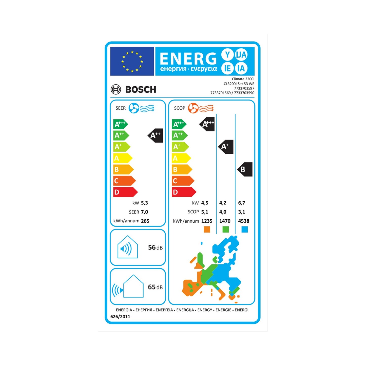 Bosch 7733703597 CL3200i-Set 53 WE Climatizzatore Monosplit 18000 BTU/h