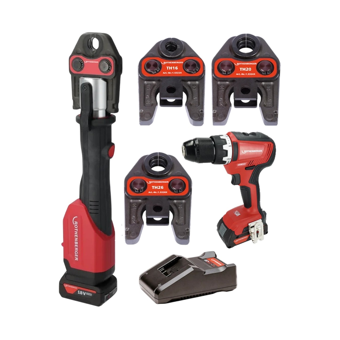 Rothenbergher Kit pressatrice Romax 4000 3 ganasce batteria carica e trapano